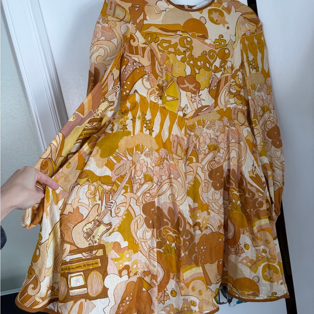 Zimmermann Mustard and Cream Floral Dress